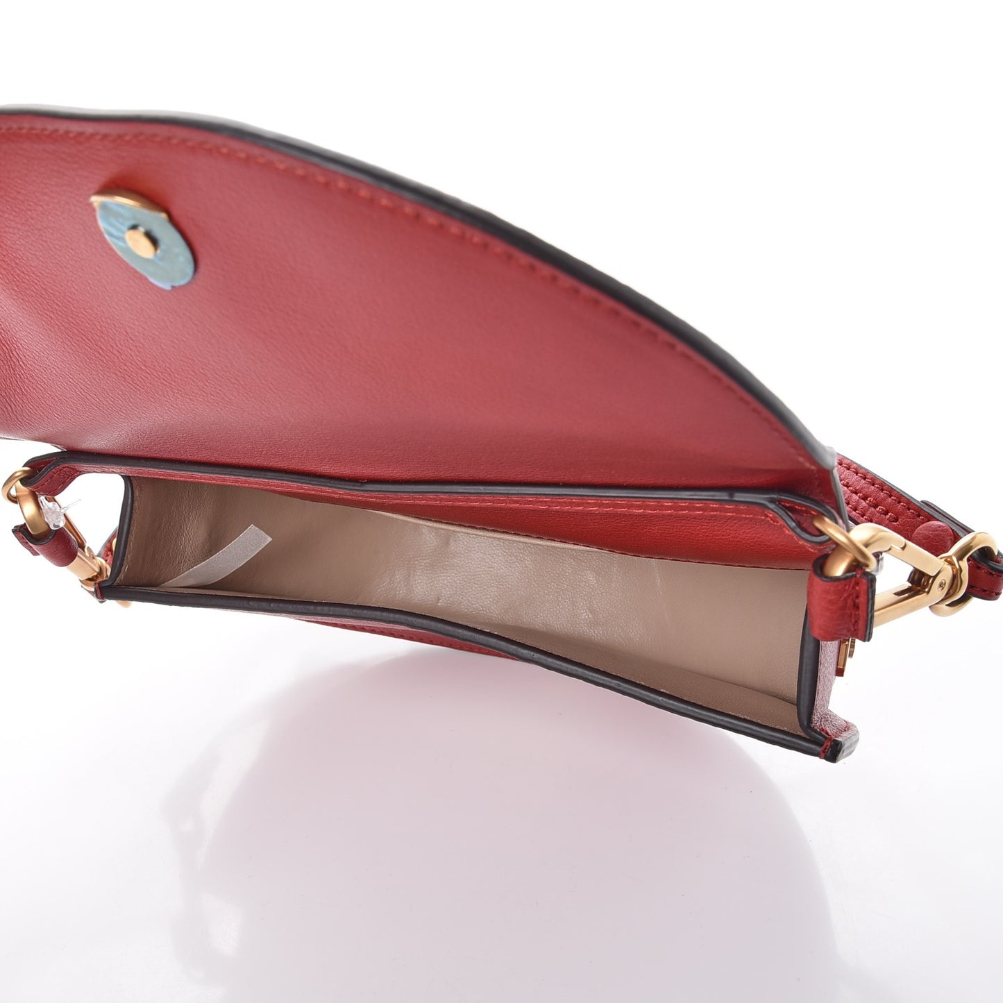 Calfskin Small Nile Bracelet Minaudiere Bag Dahlia Red
