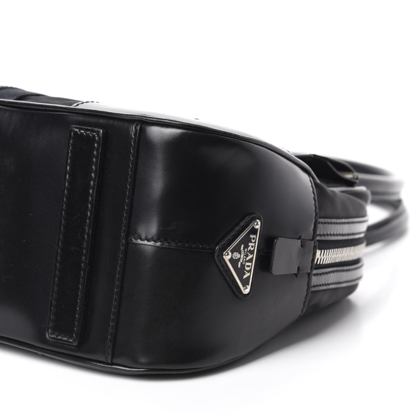 Tessuto Nylon Box Calf Bowling Bag Black