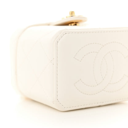 Chanel Lambskin Quilted Vanity Clutch With Chain White 9 of 11