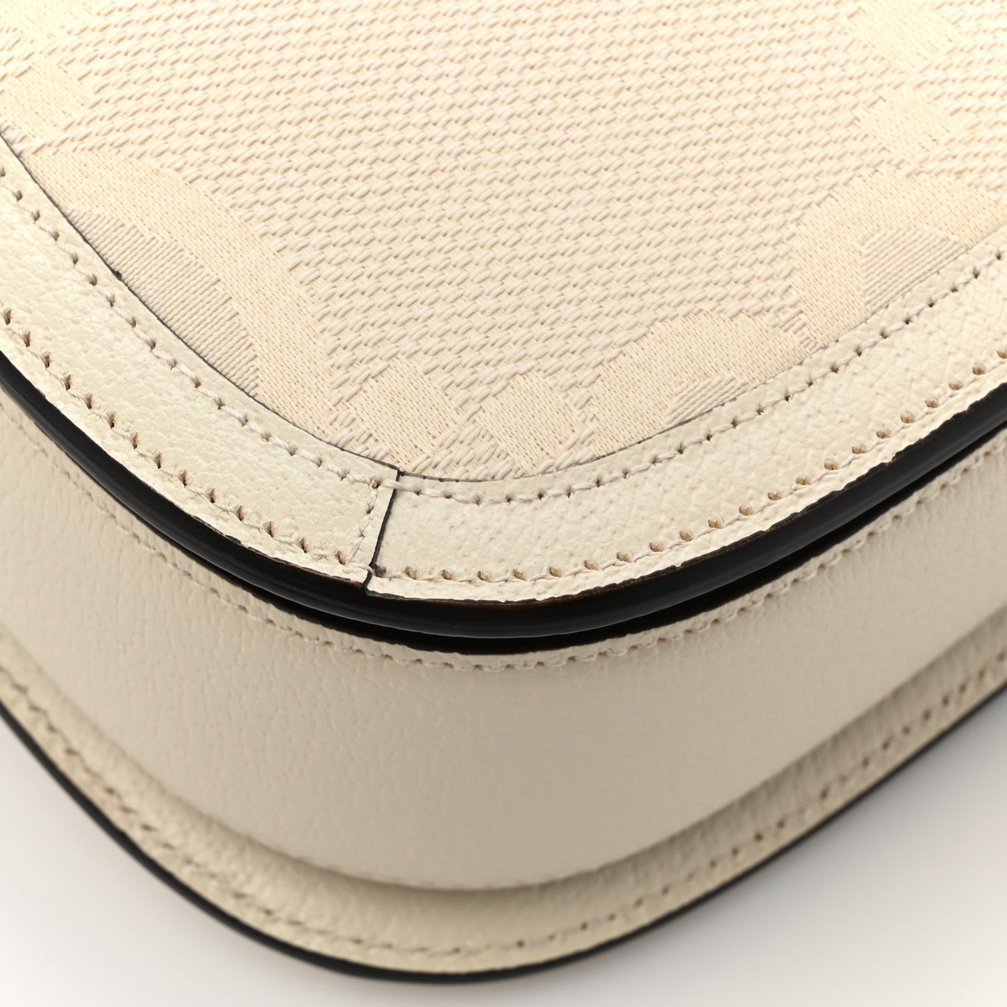 Monogram Jumbo GG Textured Dollar Calfskin Web Small Bamboo 1947 Top Handle Bag Off White