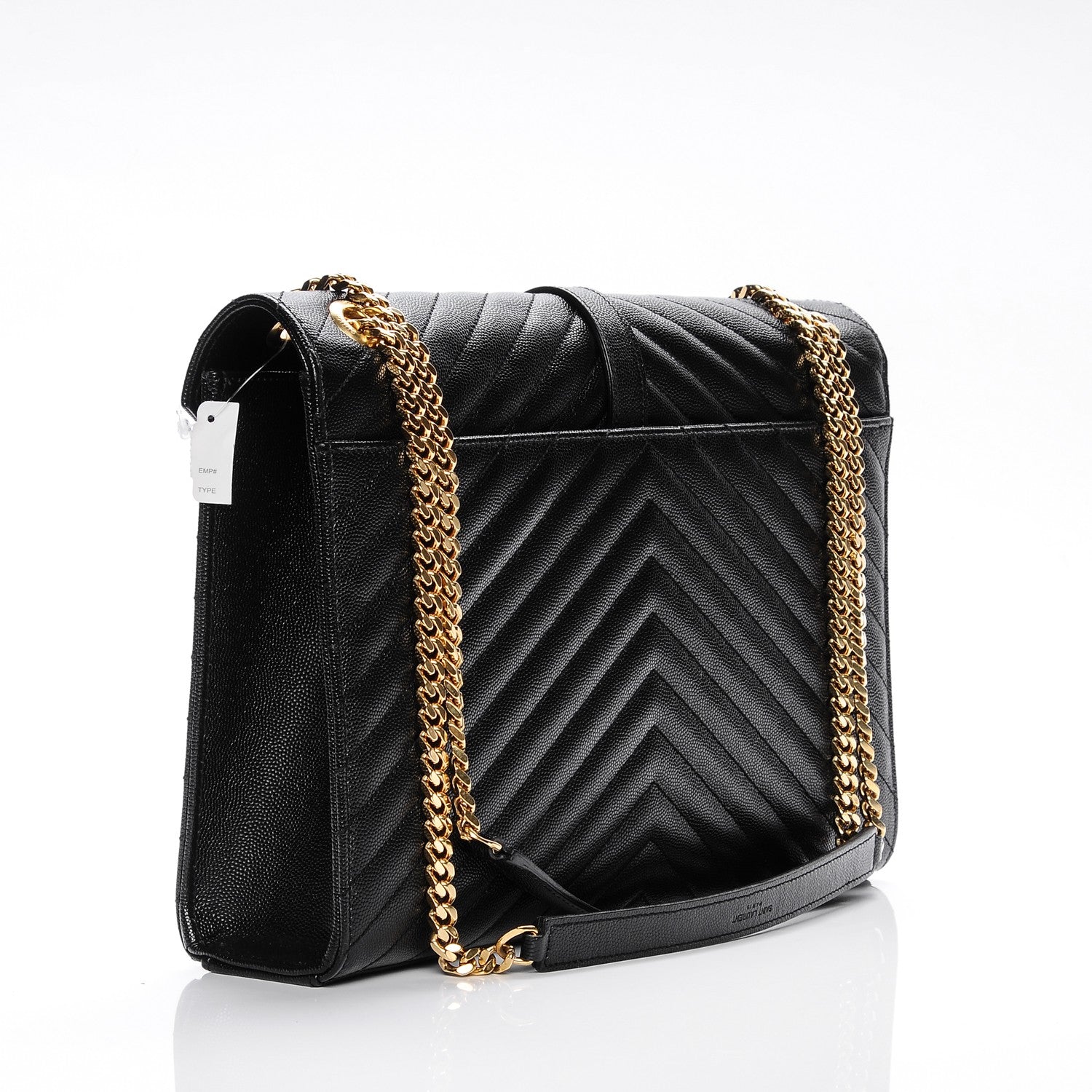 Saint Laurent Grain De Poudre Matelasse Chevron Large Monogram Satchel Black 3 of 7