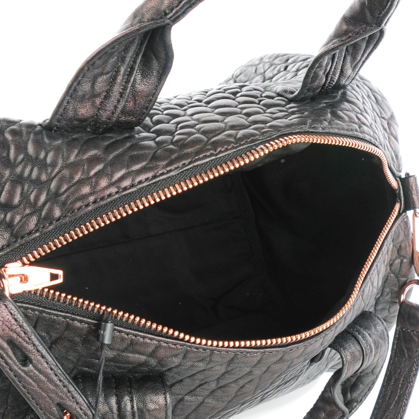 Pebbled Lambskin Rocco Black Pale Gold Hardware