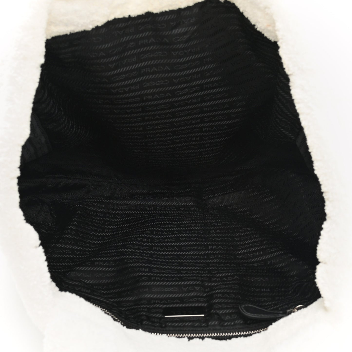 Terry Cloth Tote Bag White Black