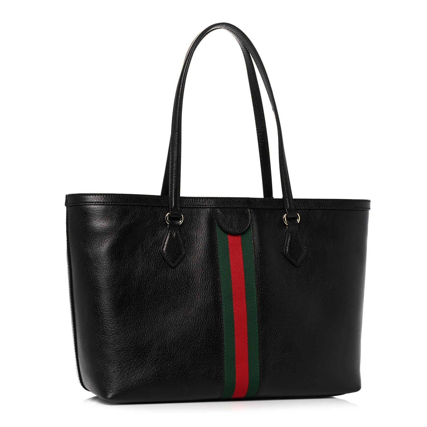 Gucci Textured Calfskin Web Medium Ophidia Shopping Tote Black 3 of 13