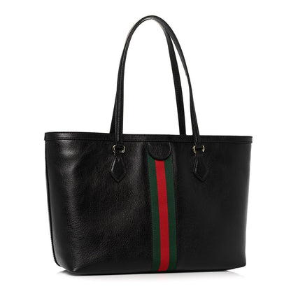 Gucci Textured Calfskin Web Medium Ophidia Shopping Tote Black 3 of 13