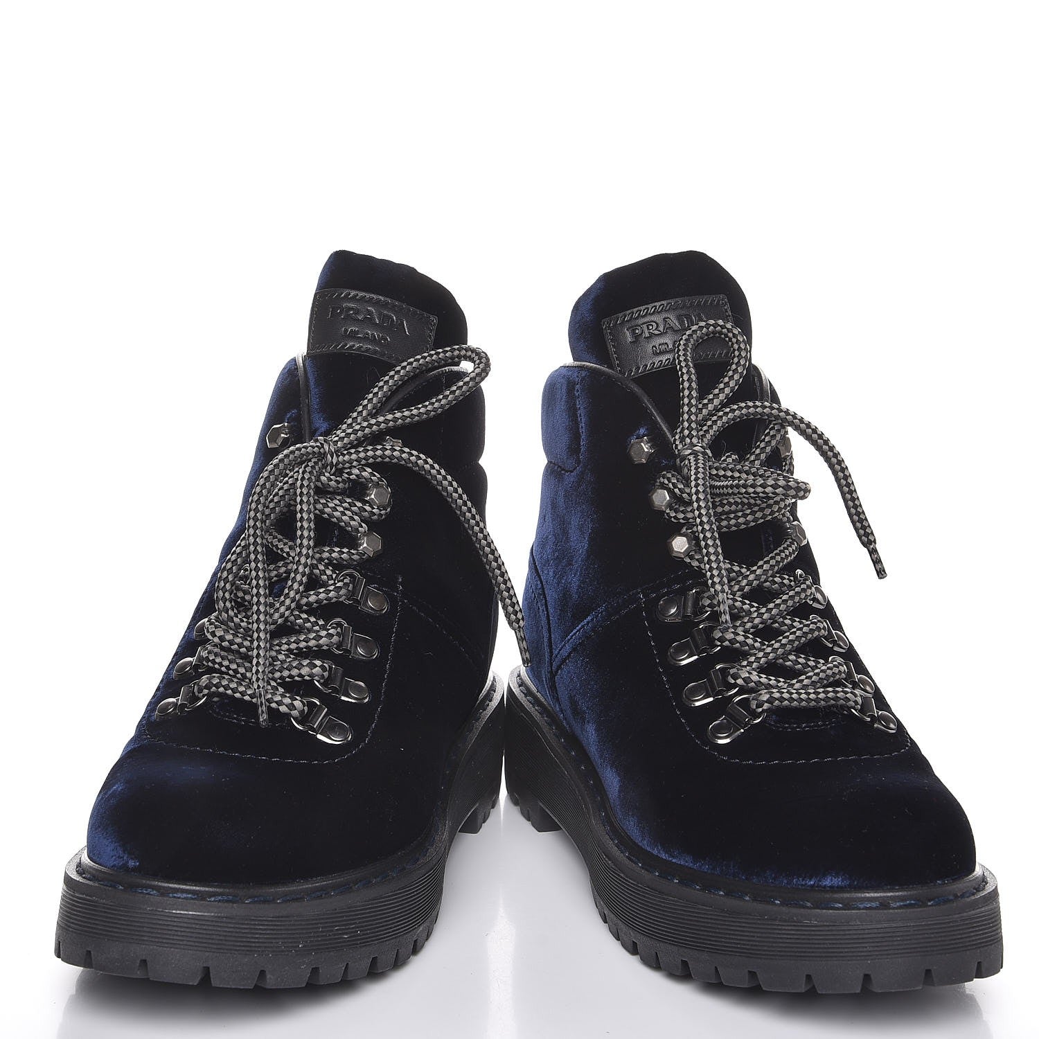 Prada Velvet Combat Boots 39.5 Black 5 of 9