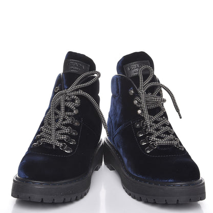 Prada Velvet Combat Boots 39.5 Black 5 of 9