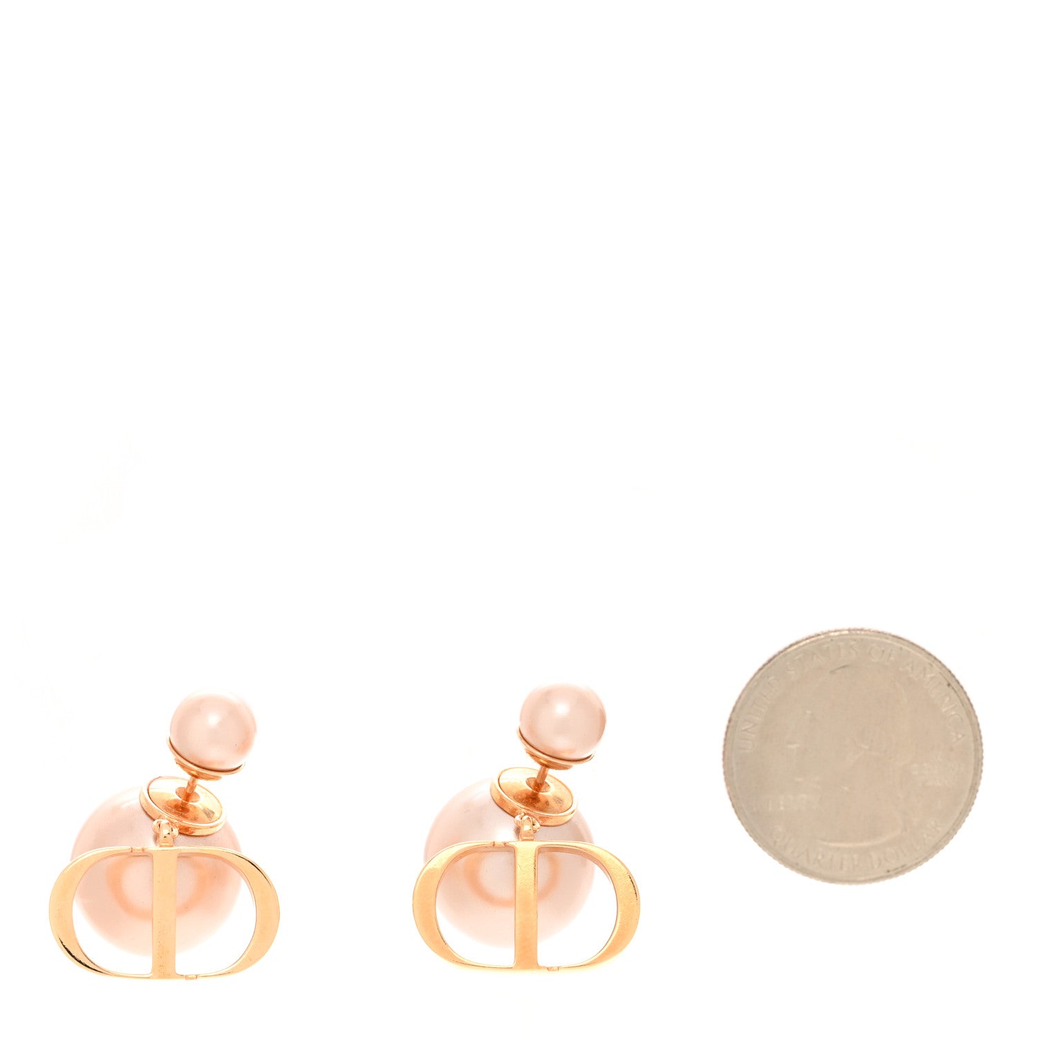 Christian Dior Metal Pearl Tribales Earrings Pink Gold 2 of 6