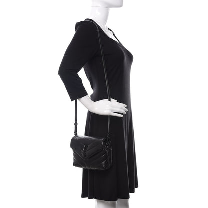 Saint Laurent Calfskin Y Quilted Monogram Toy Loulou Crossbody Bag Black 2 of 12