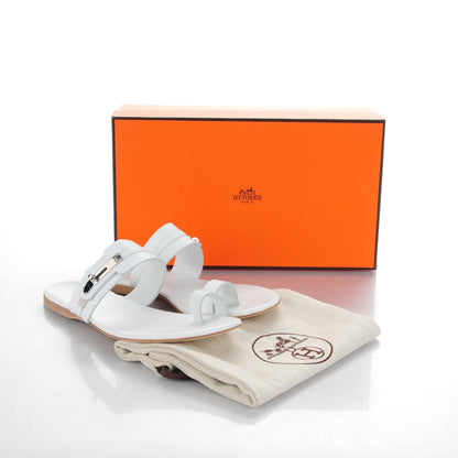 Hermes Lambskin Quasar Sandals 38 White 7 of 7