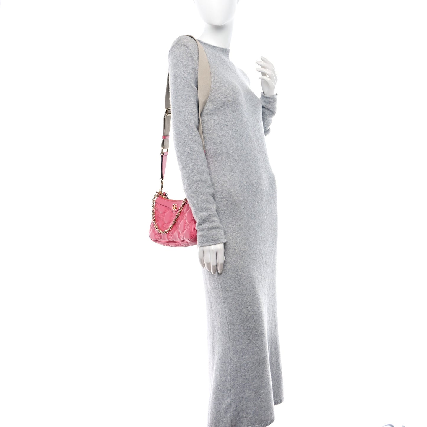 Calfskin GG Matelasse Chain Handbag Rhodamine Pink Natural