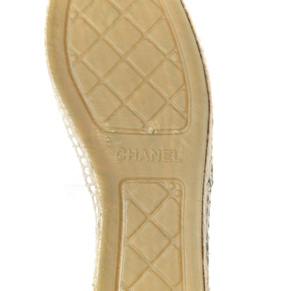 Chanel Patent Calfskin Crystal CC Espadrilles 40 White Black 9 of 10