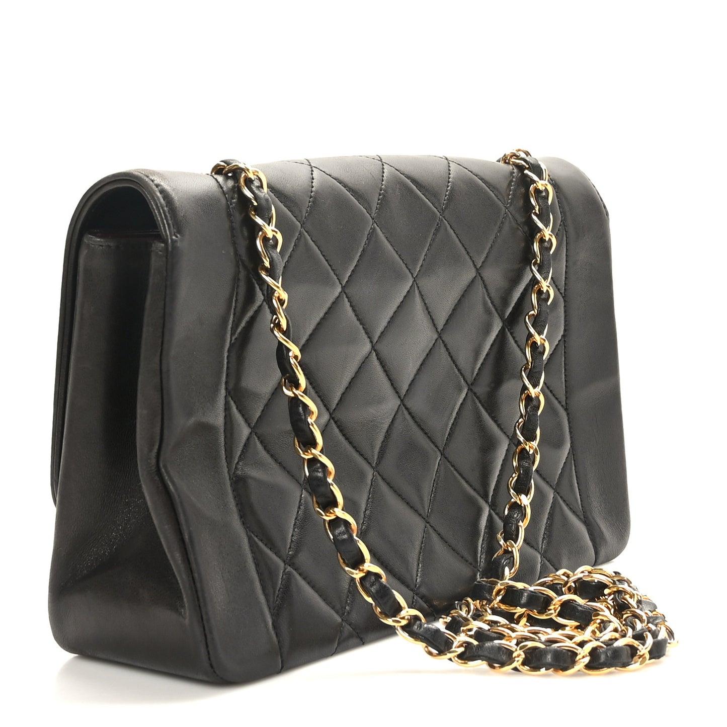 Lambskin Quilted Medium Single Flap Black