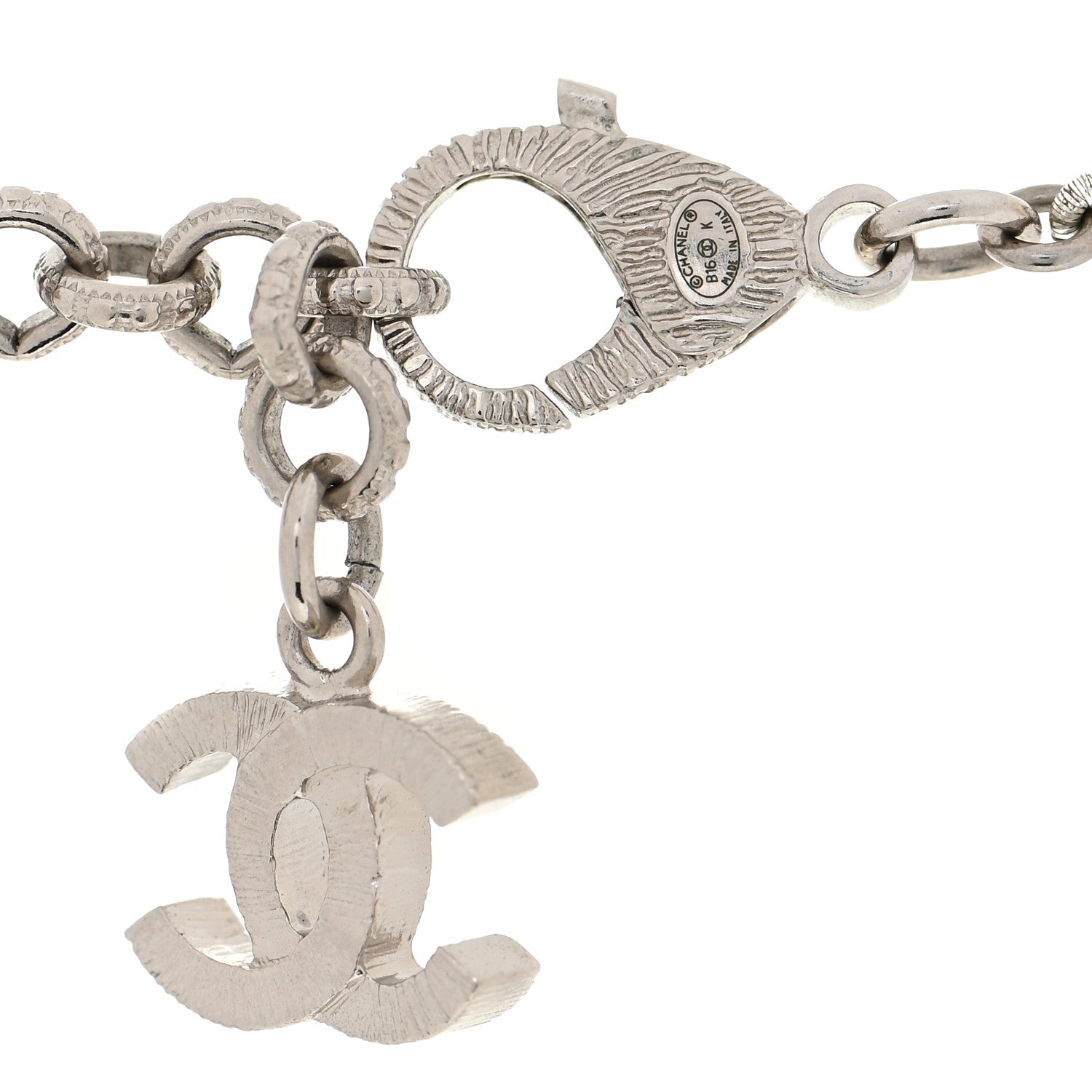 Chanel Bead Crystal Multi Strand CC Smiley Emoji Necklace Silver Black 5 of 5