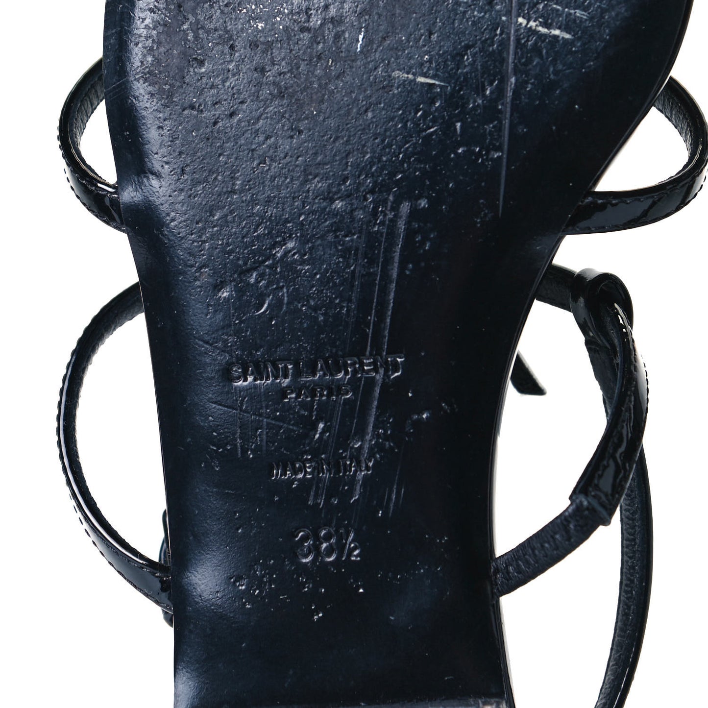Patent Calfskin Cassandra Monogram Sandals 38.5 Black