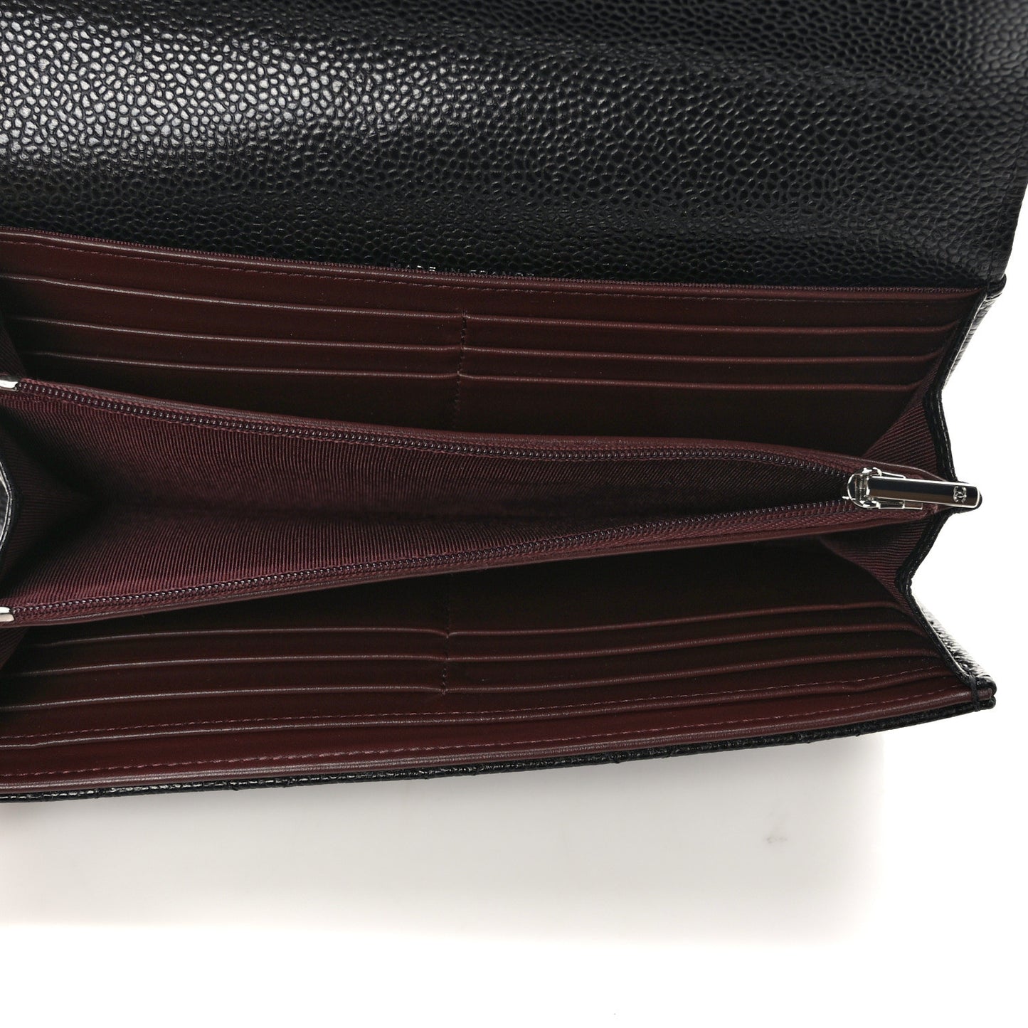 Caviar Quilted Large Gusset Flap Wallet Black