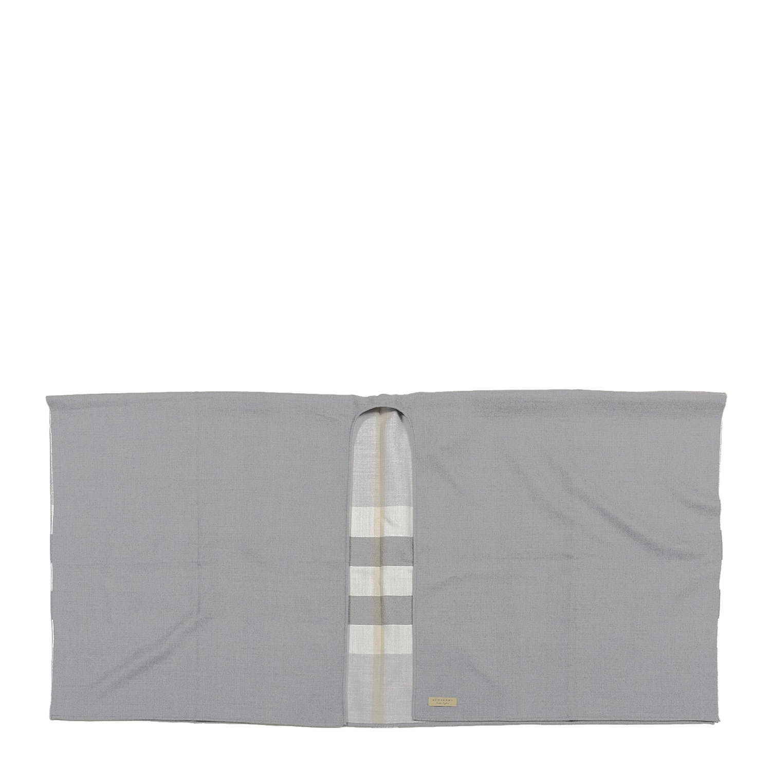 Burberry Wool Solid to Check Charlotte Cape Scarf Light Grey 1 of 3