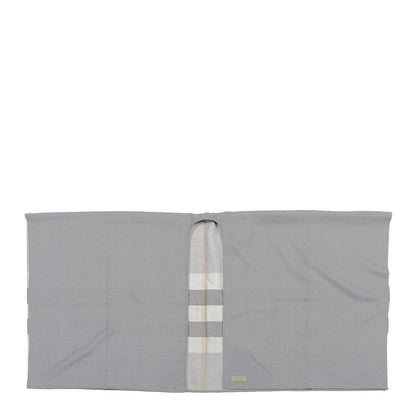 Burberry Wool Solid to Check Charlotte Cape Scarf Light Grey 1 of 3