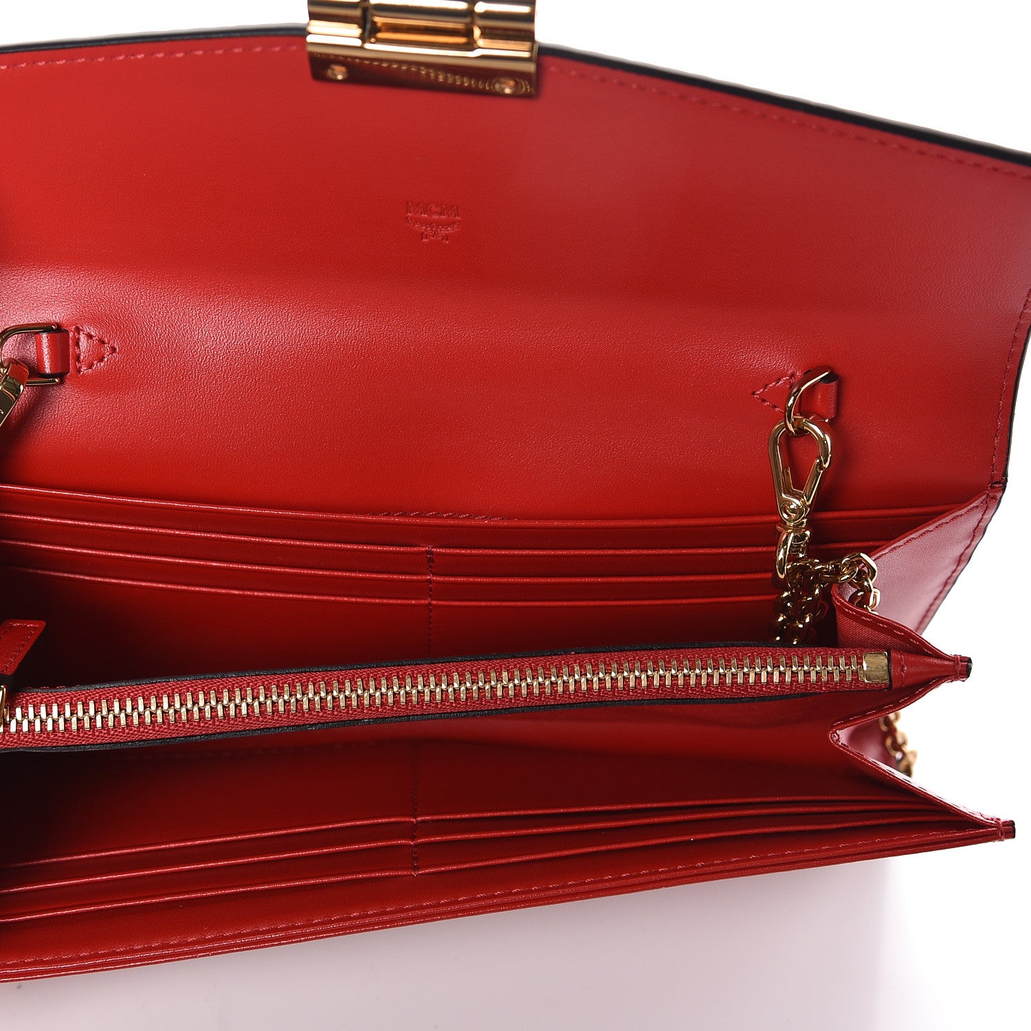 MCM Visetos Large Patricia Chain Wallet Red 5 of 9