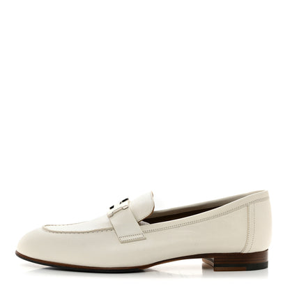 Hermes Calfskin Womens Paris Loafers 38.5 White 1 of 10