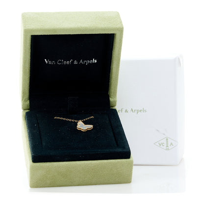 Van Cleef & Arpels 18K Yellow Gold Mother of Pearl Sweet Alhambra Butterfly Pendant Necklace 6 of 6