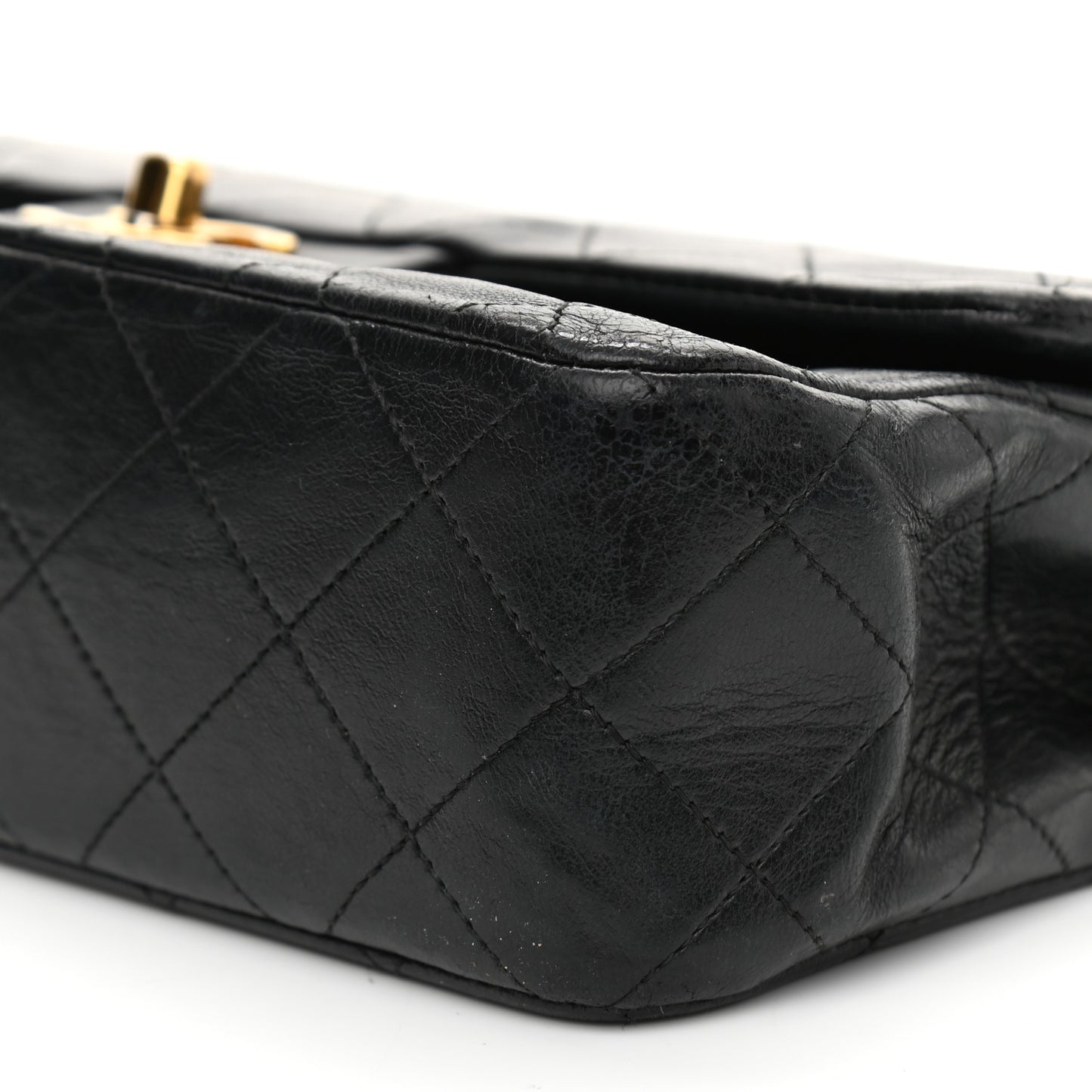 Lambskin Quilted Small Double Flap Black