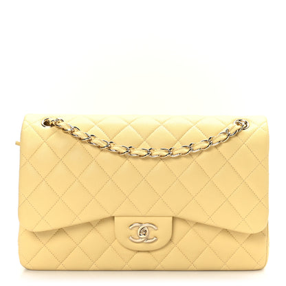 Chanel Caviar Quilted Jumbo Double Flap Yellow 1 of 9