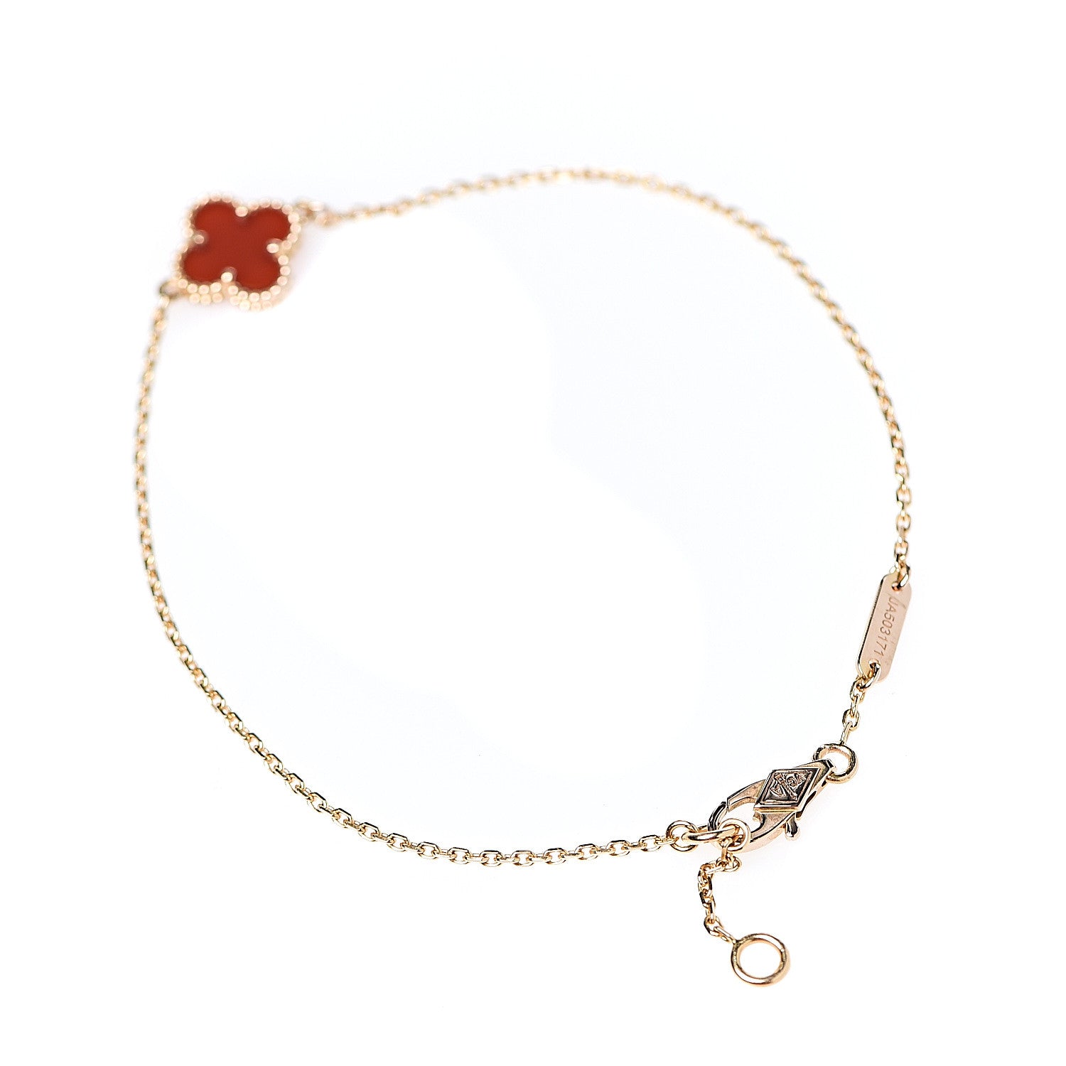 Van Cleef & Arpels 18K Rose Gold Carnelian Sweet Alhambra Bracelet 2 of 5