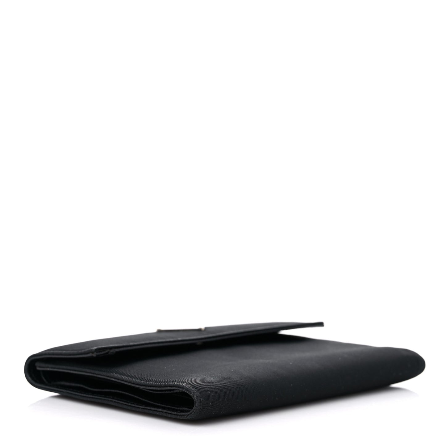Tessuto Nylon Saffiano Tri-Fold Compact Wallet Black