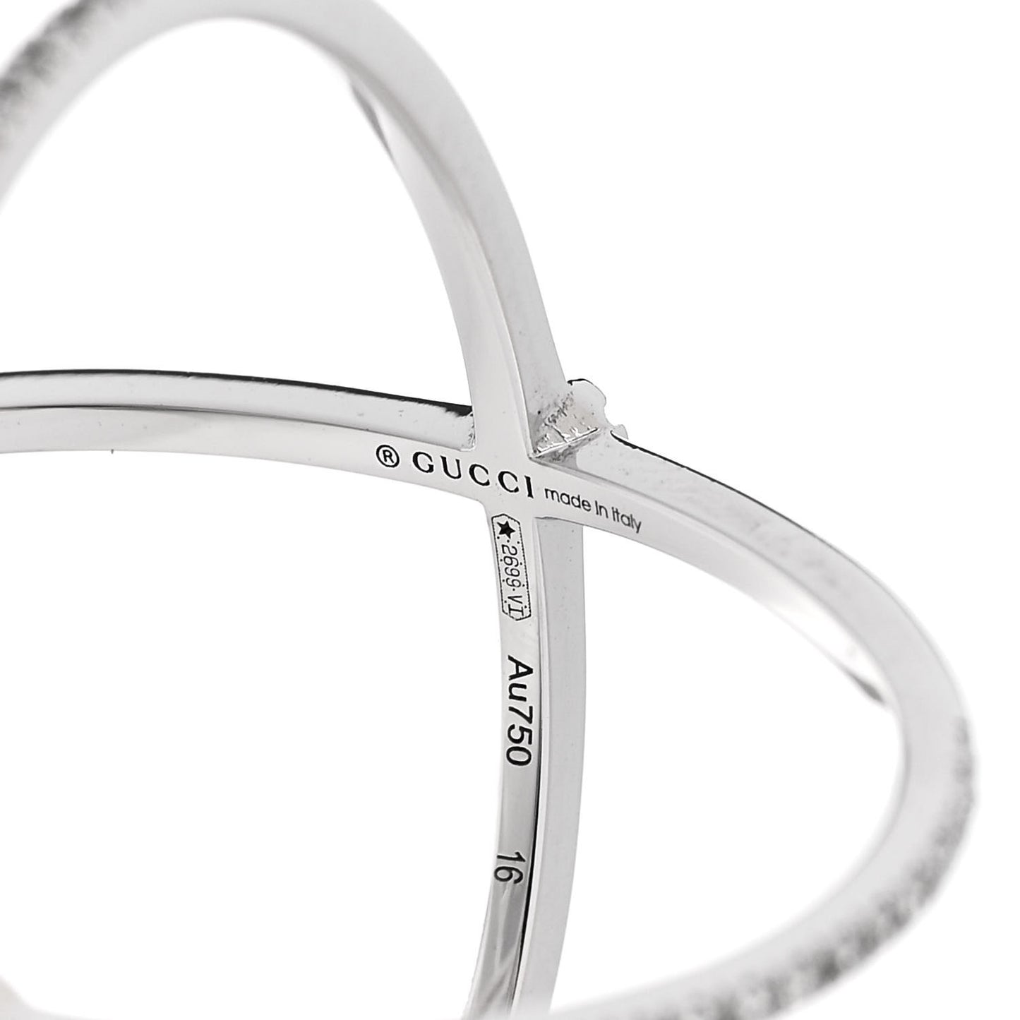 18K White Gold Diamond Running G Cross Ring 56 7.5