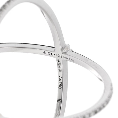 Gucci 18K White Gold Diamond Running G Cross Ring 56 7.5 5 of 5