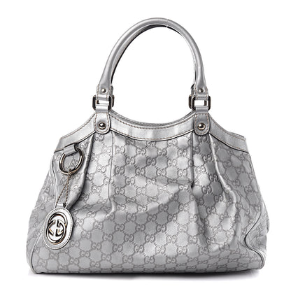 Gucci Metallic Guccissima Medium Sukey Tote Silver 1 of 11