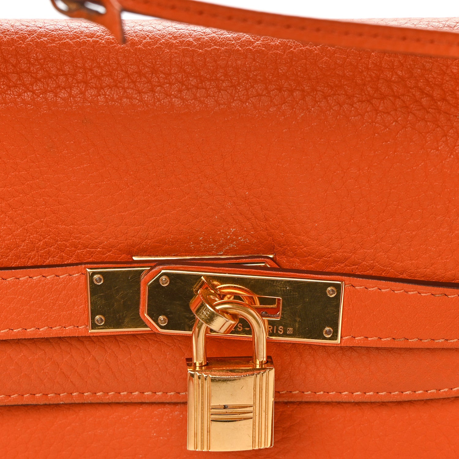 Hermes Taurillon Clemence Kelly Retourne 35 Orange 23 of 25