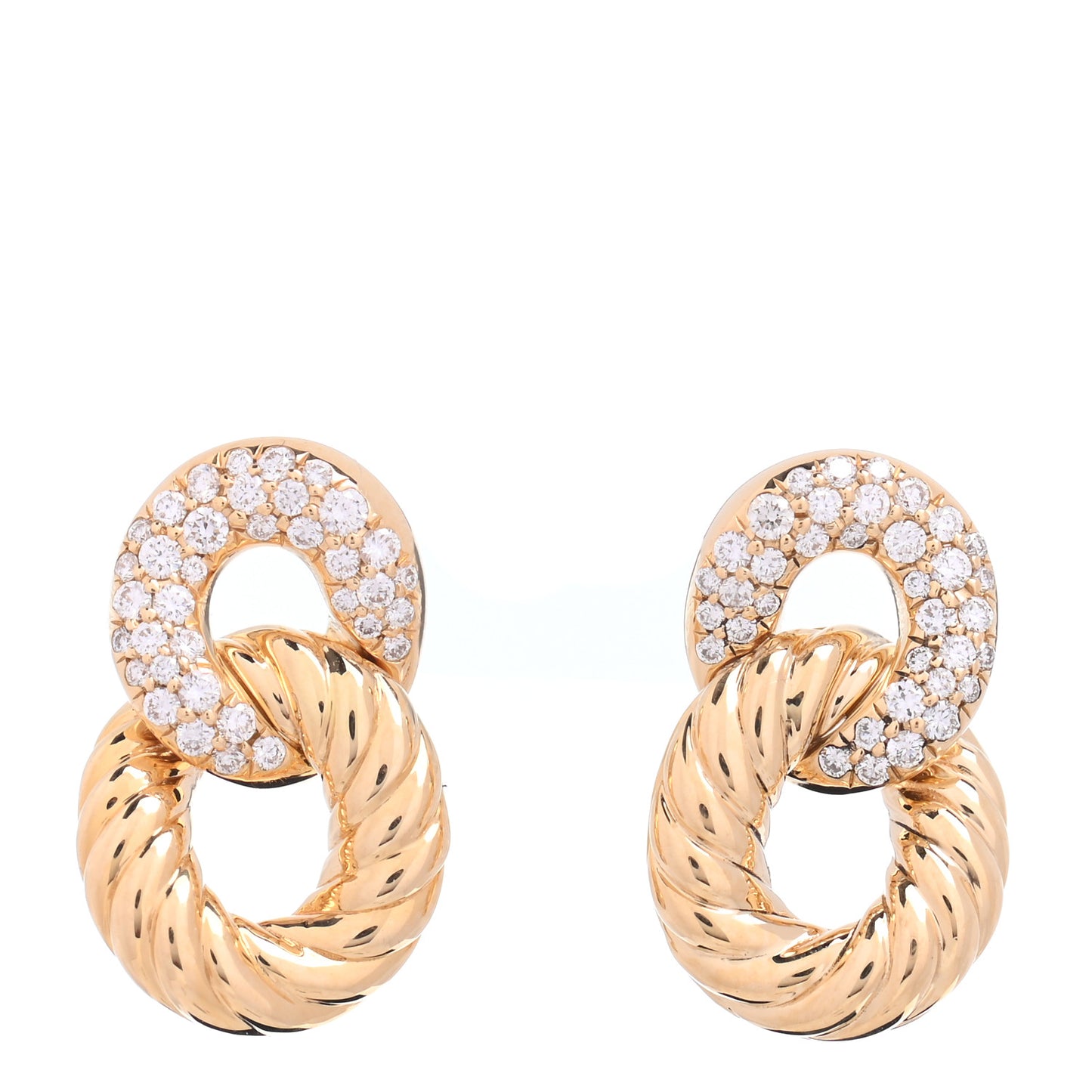 18K Yellow Gold Diamond Extra Small Belmont Curb Link Drop Earrings