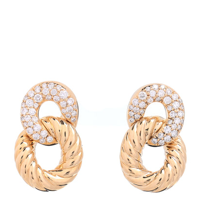 David Yurman 18K Yellow Gold Diamond Extra Small Belmont Curb Link Drop Earrings 1 of 4