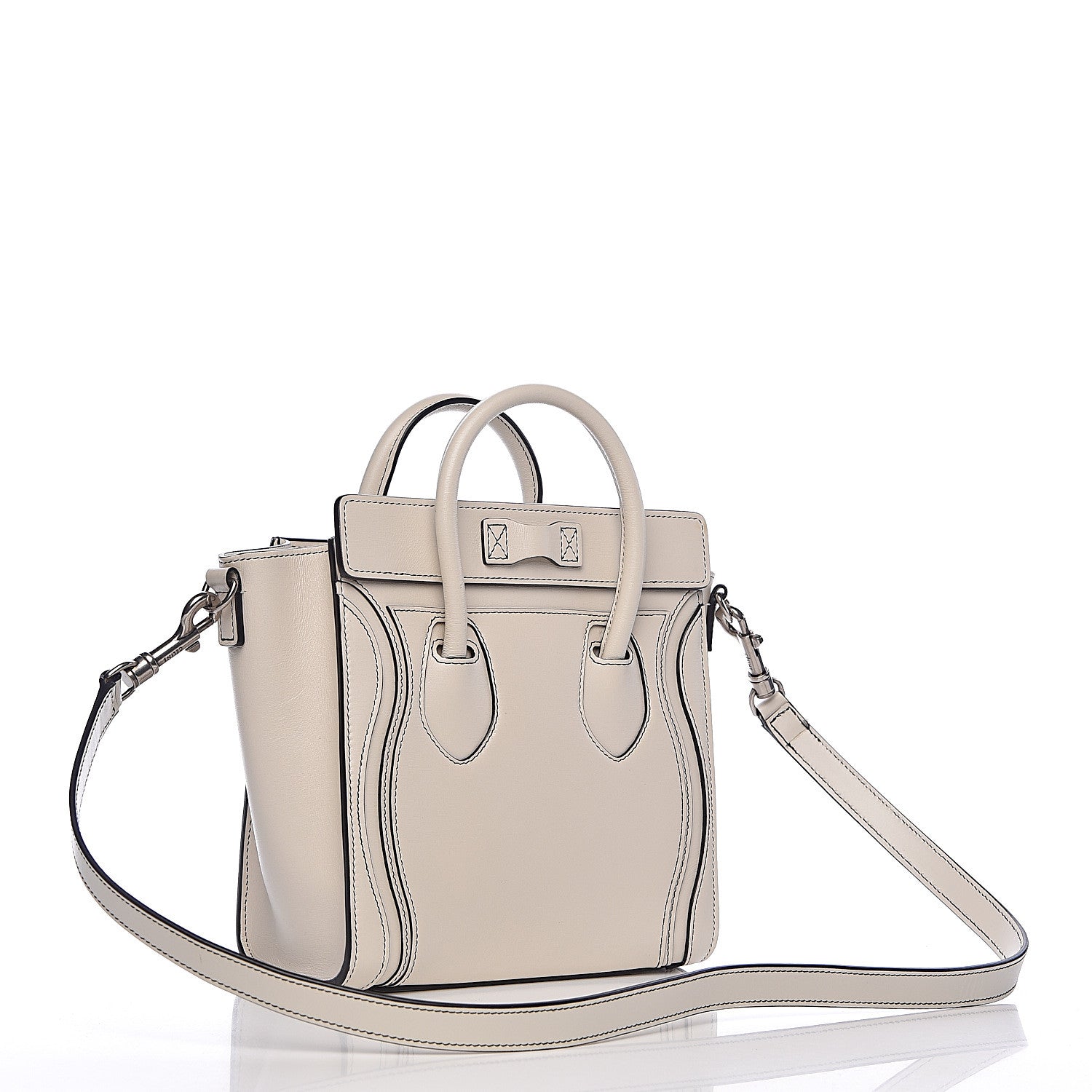 Celine Satin Calfskin Nano Debossed Luggage White 3 of 10