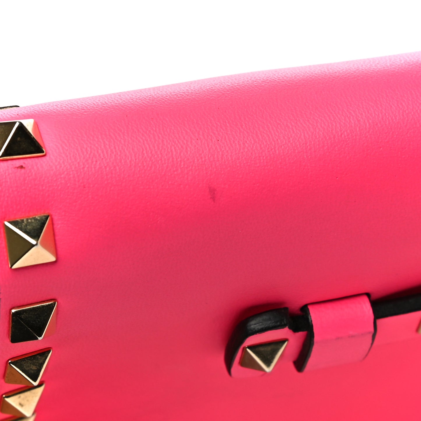 Nappa Rockstud Wristlet Clutch Fuxia Fluo
