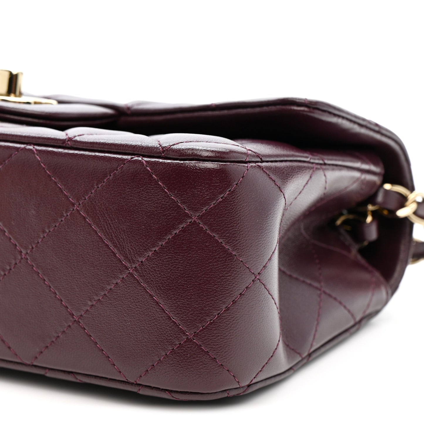 Lambskin Quilted Mini Rectangular Flap Burgundy Burgundy