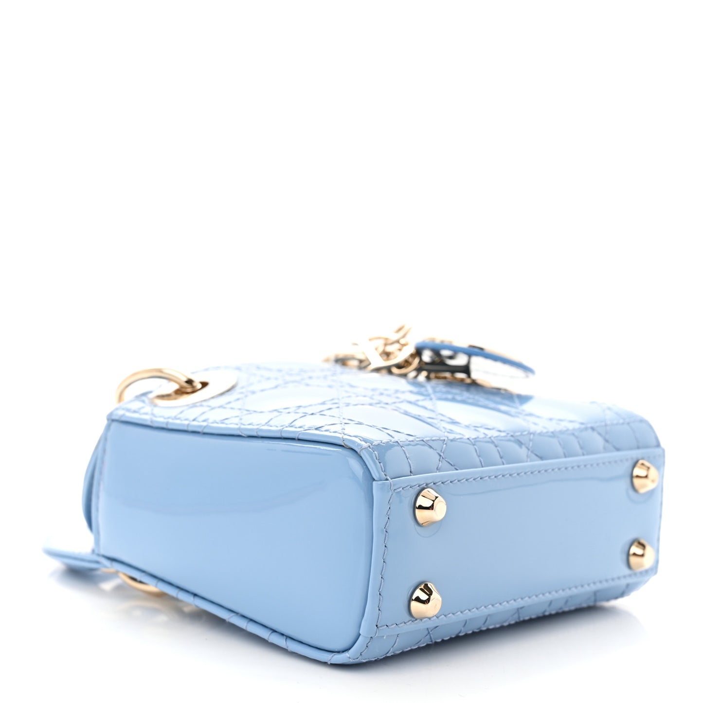 Patent Cannage Micro Lady Dior Cornflower Blue