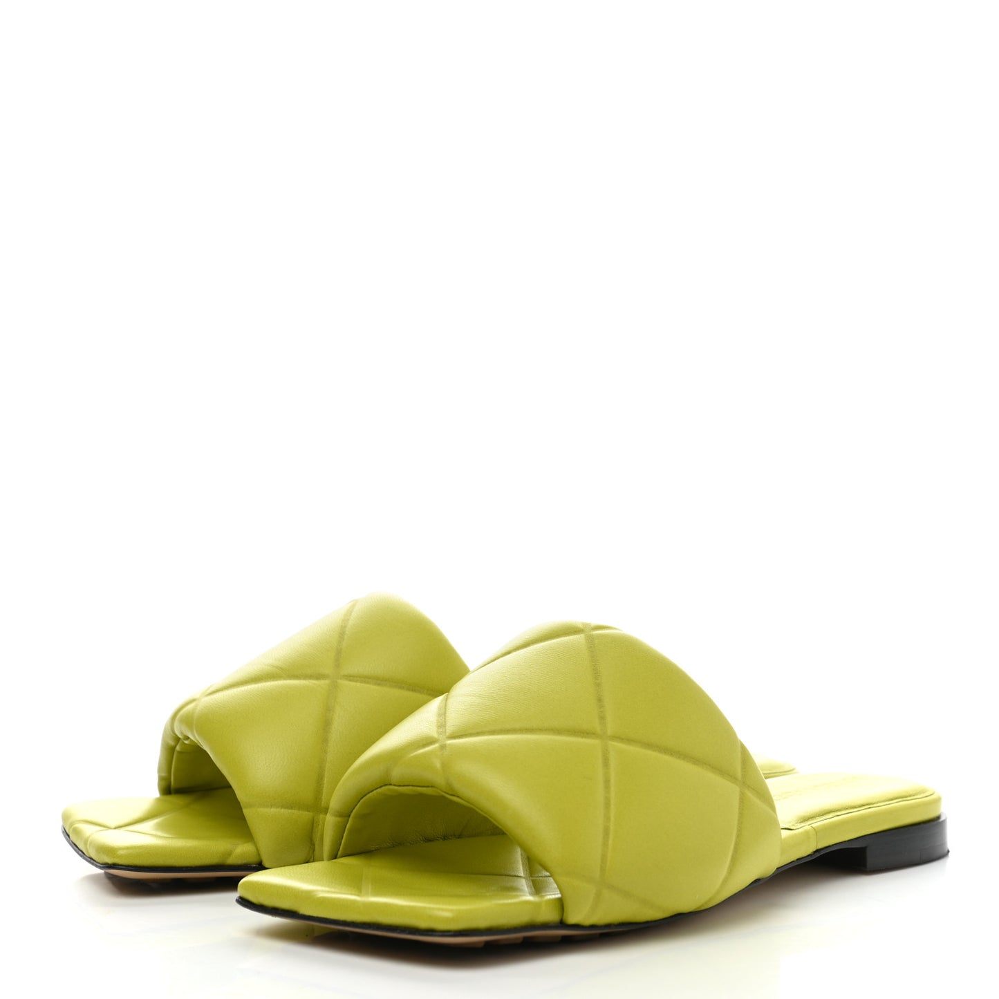 Nappa Quilted Rubber Lido Flat Sandals 35.5 Kiwi