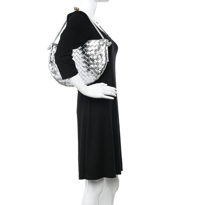 Bottega Veneta Metallic Nappa Intrecciato Medium Turn Pouch Silver 2 of 10