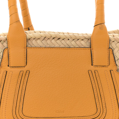 Chloe Raffia Small Grain Calfskin Medium Marcie Basket Yellow 8 of 13