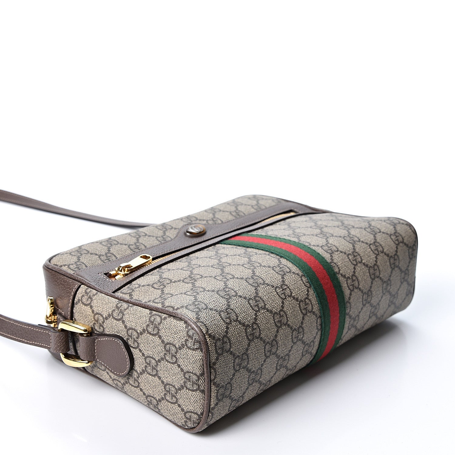 Gucci GG Supreme Monogram Web Small Ophidia Shoulder Bag Brown 3 of 9