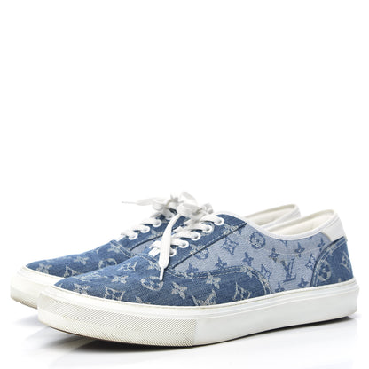 Louis Vuitton Monogram Denim Trocadero Richelieu Sneakers 11 Navy Blue 3 of 15