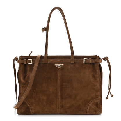 Prada Suede Extra Large Bonnie Shoulder Bag Cocoa Brown 1 of 10