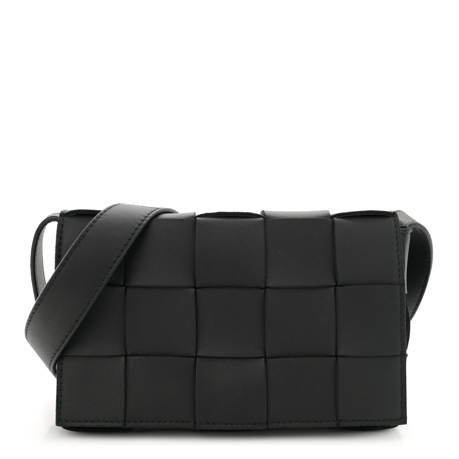 Bottega Veneta Lambskin Maxi Intreccio Small Cassette Crossbody Bag Black 1 of 11