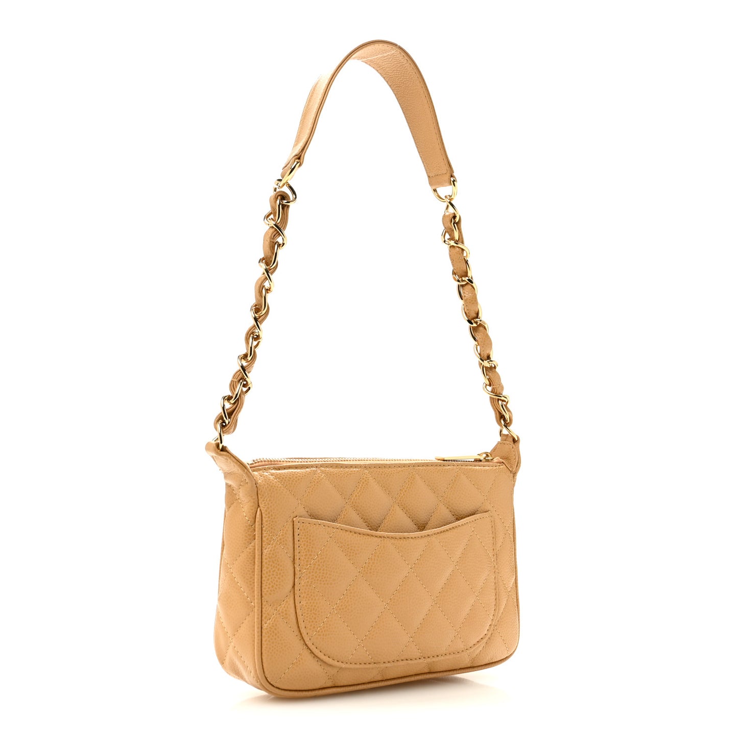 Caviar Quilted Timeless CC Shoulder Bag Beige