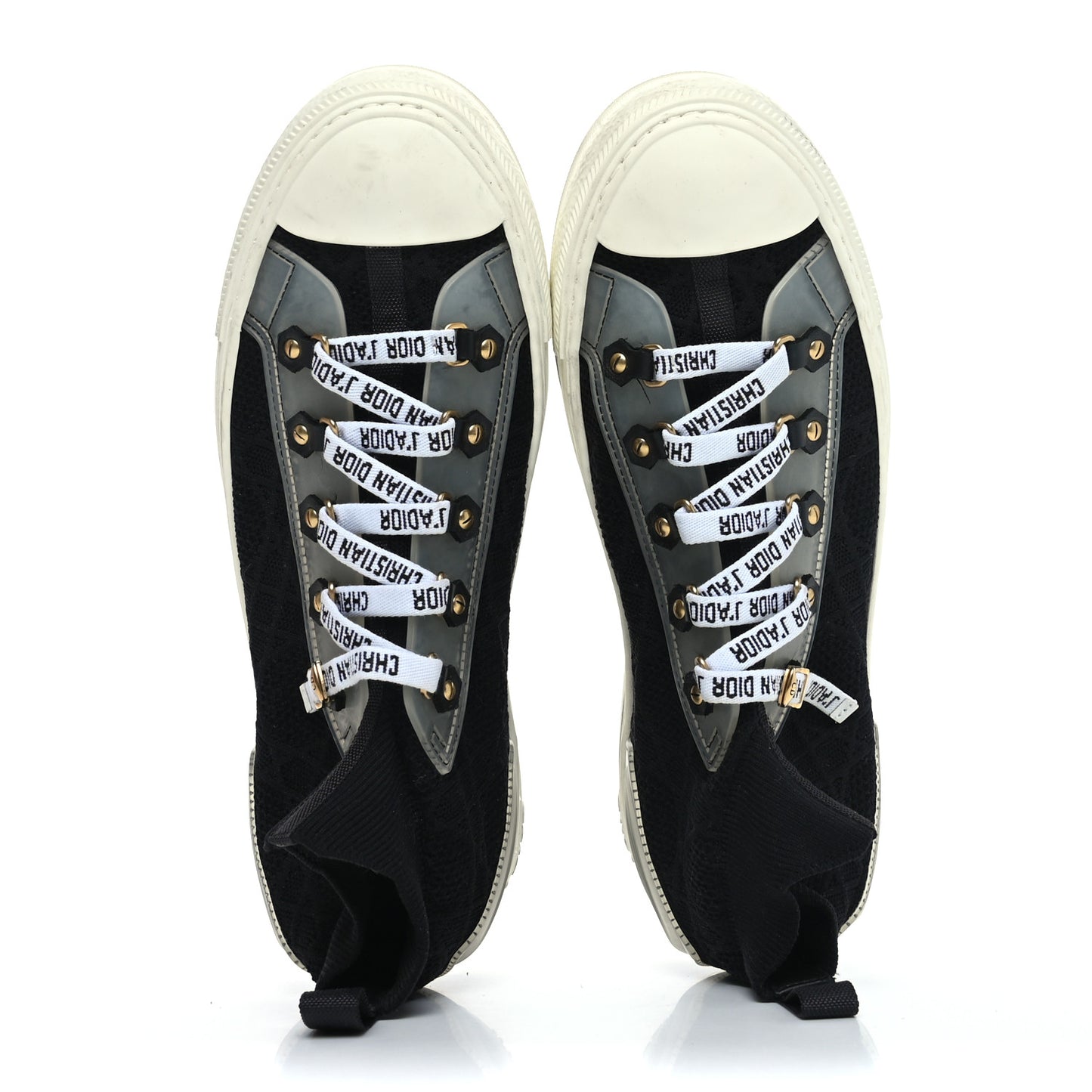 Technical Knit Calfskin Womens Walk'N'Dior High Top Sneakers 40 Black