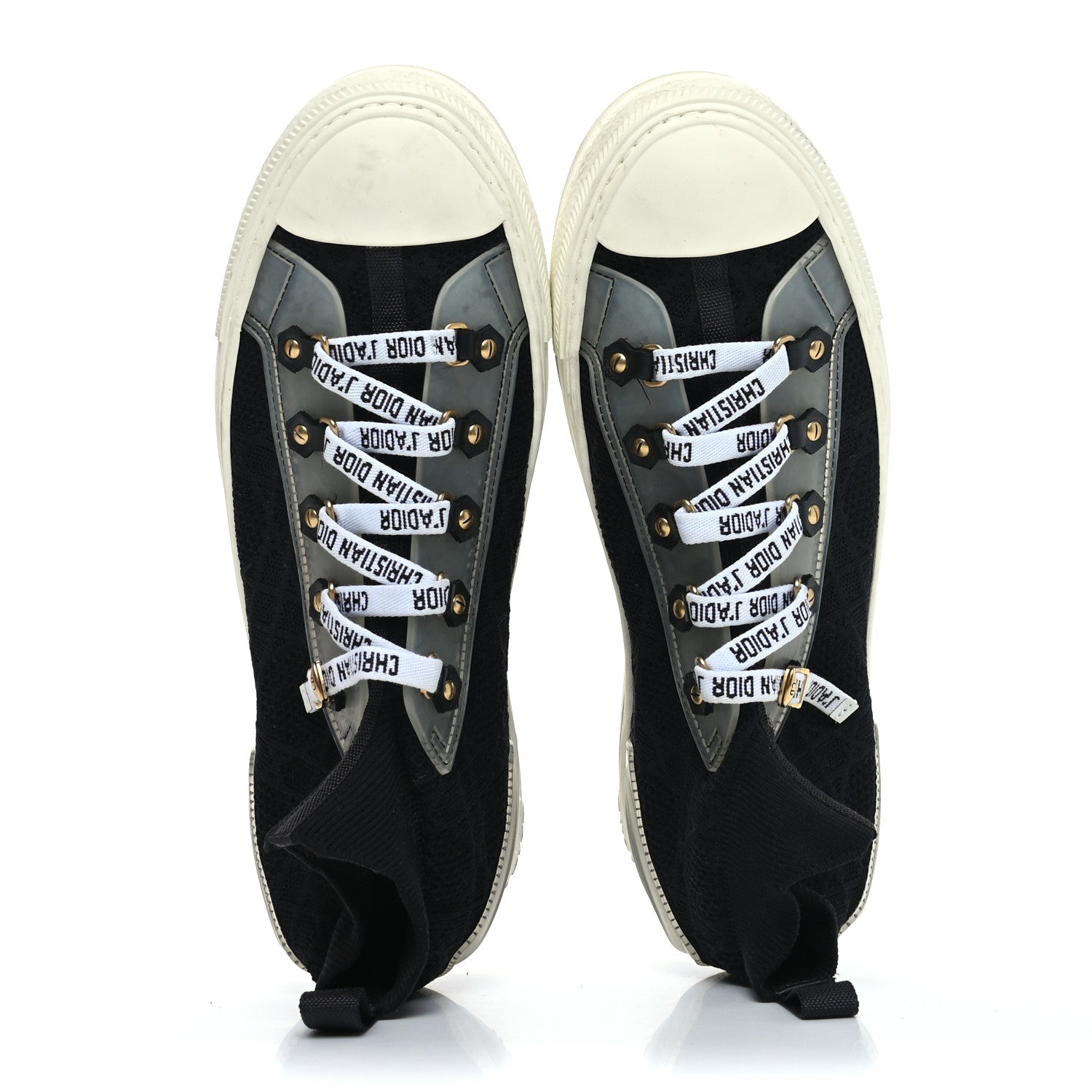 Christian Dior Technical Knit Calfskin Womens Walk'N'Dior High Top Sneakers 40 Black 2 of 9