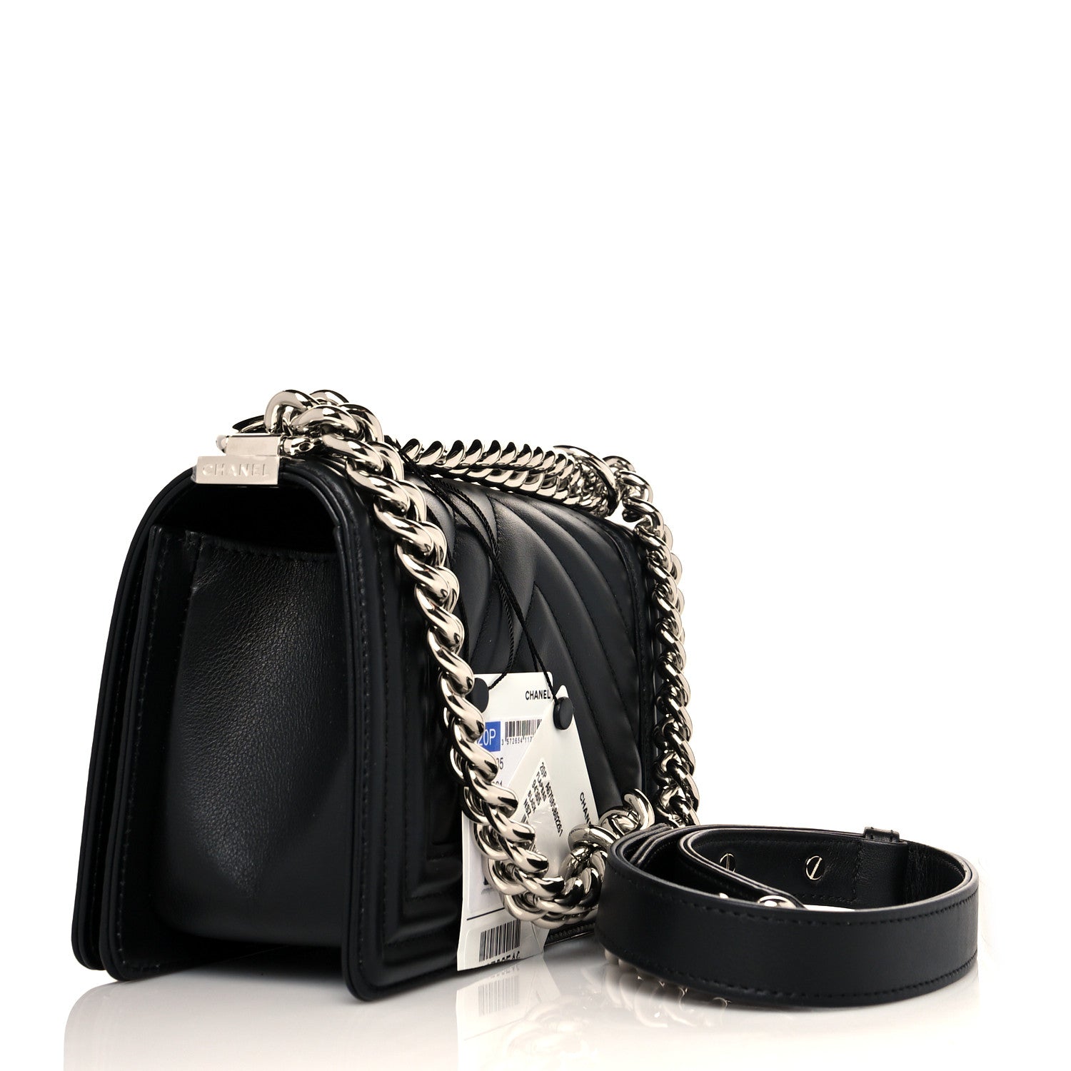 Chanel Lambskin Chevron Quilted Small Boy Flap Black 3 of 10